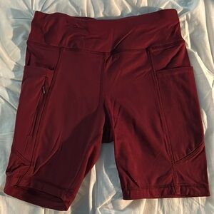 Avia Maroon High-waisted Biker Shorts with Pockets